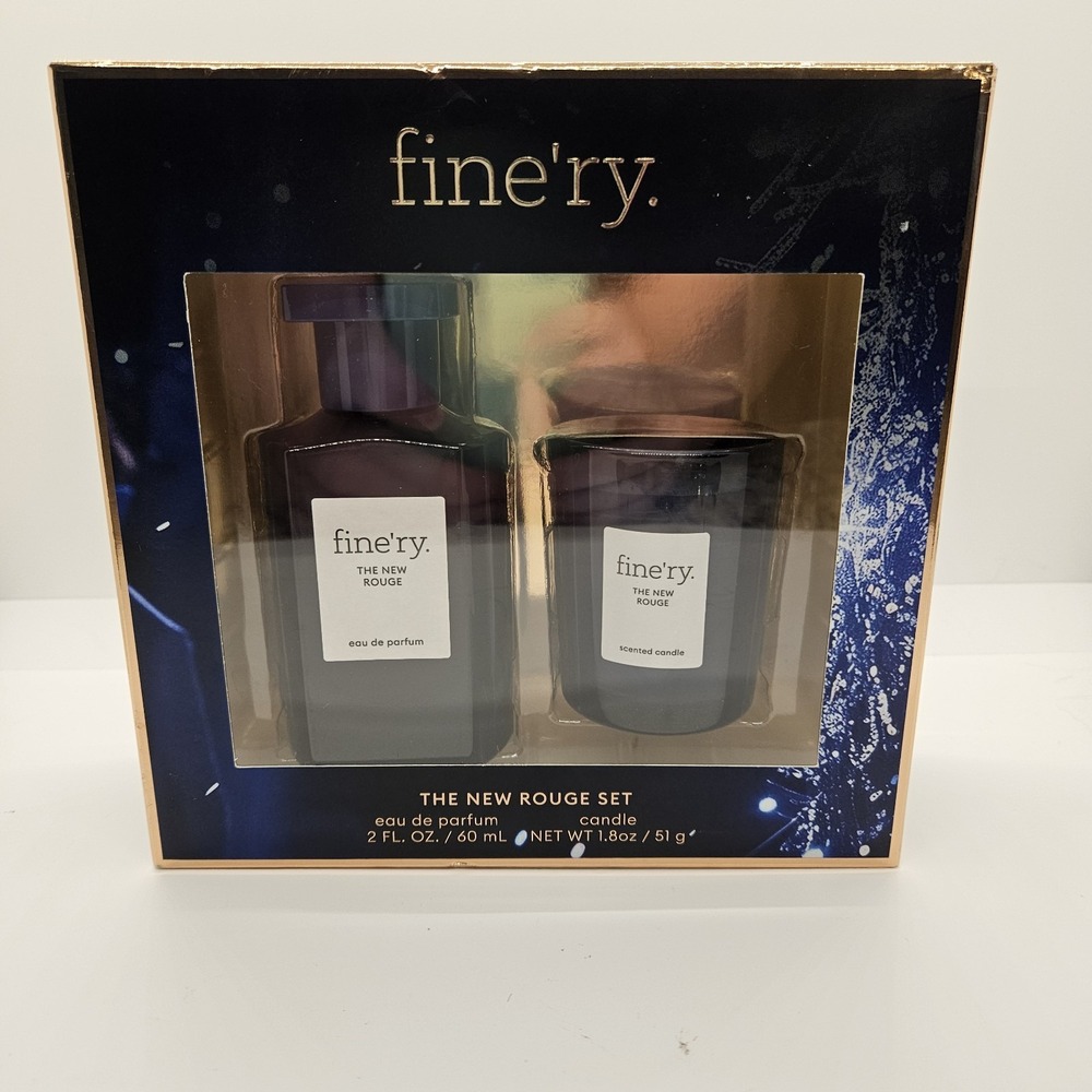 Fine'ry The New Rouge Eau de Parfum 2oz + Scented Candle Gift‎ Set NIB